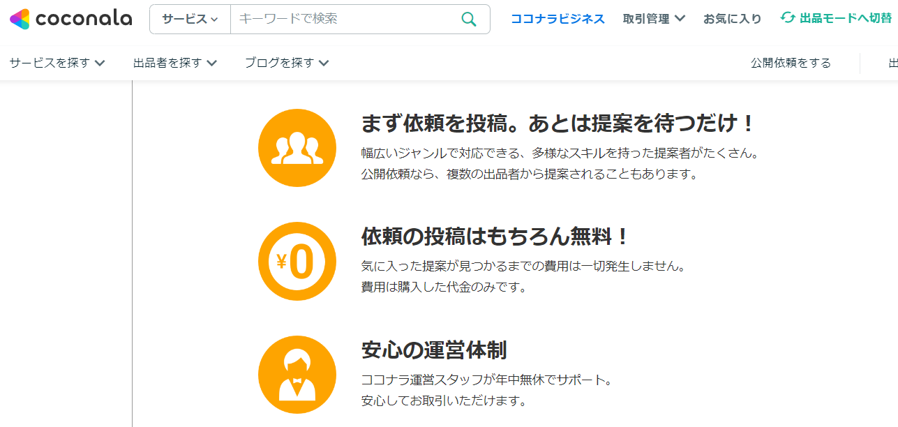 ココナラの公開依頼について